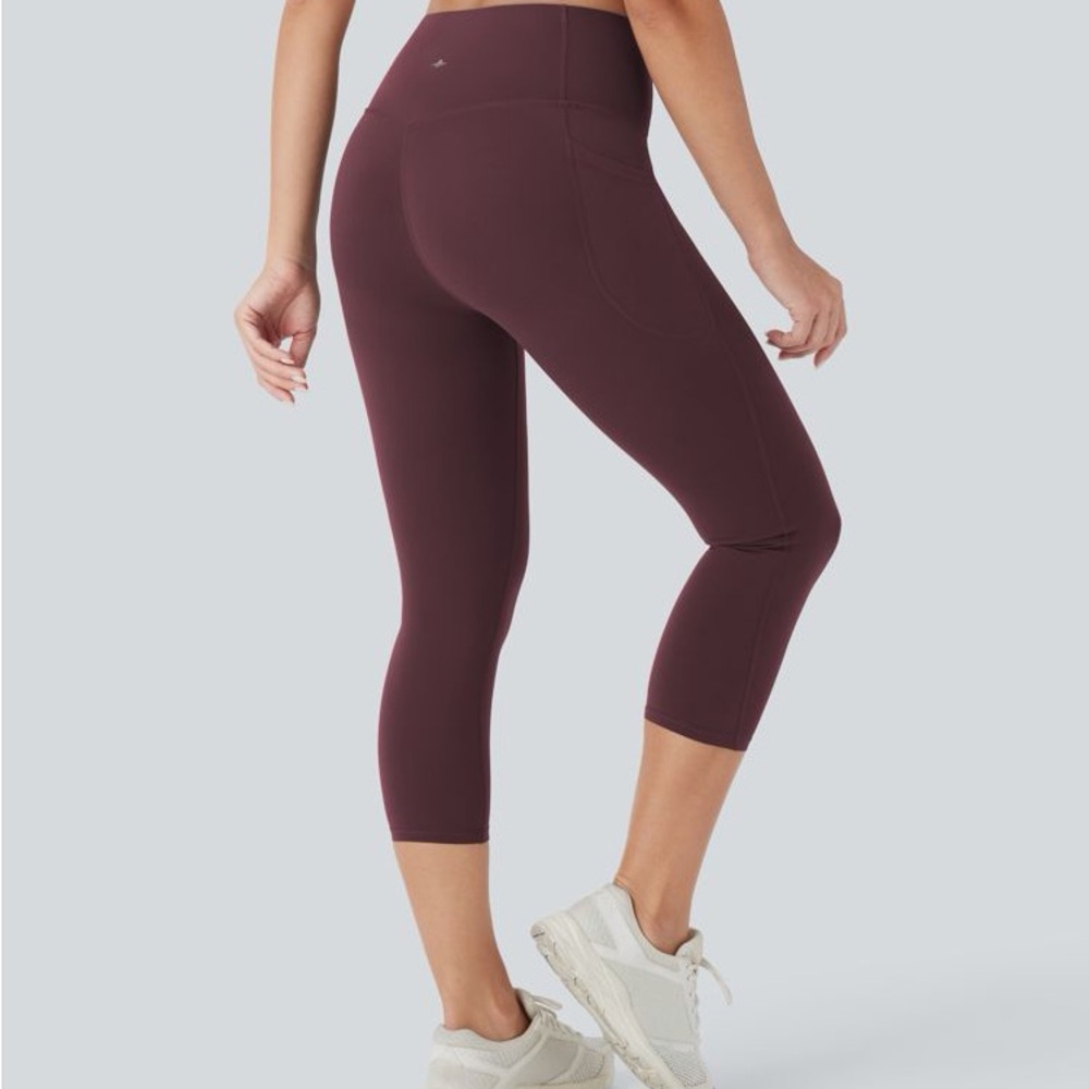 Halara UltraSculpt Tummy Control Capri Leggings - evening red